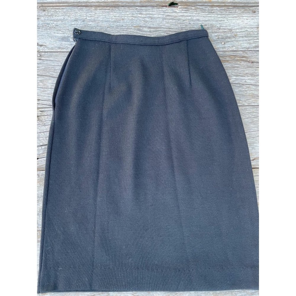 Vintage Wool Knit 1960s Black Classic Skirt Alice Kaye